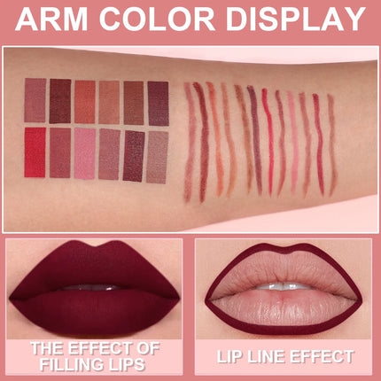 Velora Beauty 6pcs Lip Liner Set Waterproof Long Lasting Non Fade Smooth Color Makeup