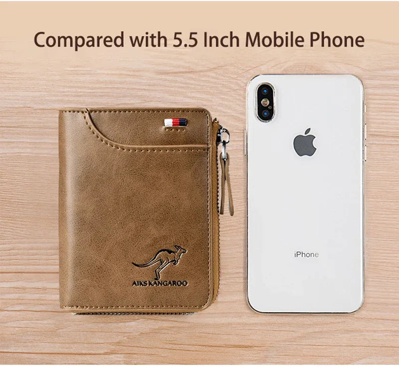 ANTI RFID Blocking Protection for Men High Quality Wallet Zipper Business Card Holder Purse Luxury Wallets Carteira Masculina