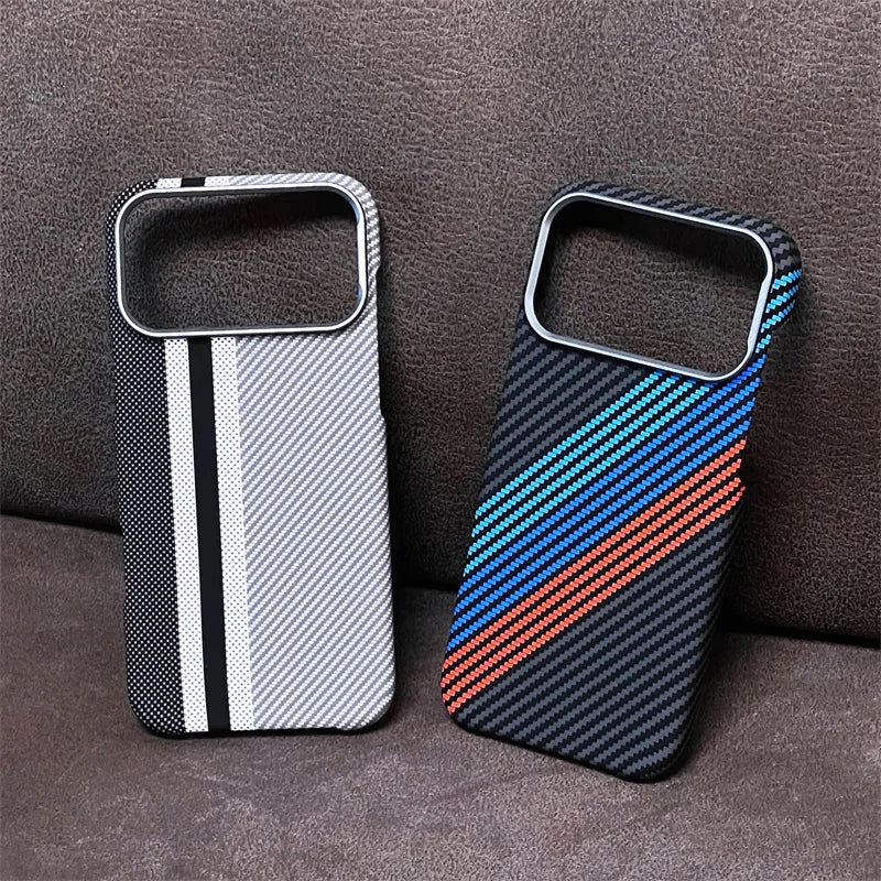 iPhone 14/15/16/17 Pro Max/Air Case Carbon Fiber Abstract Geometric for MagSafe Cover Camera Alloy Armor Military Shockproof