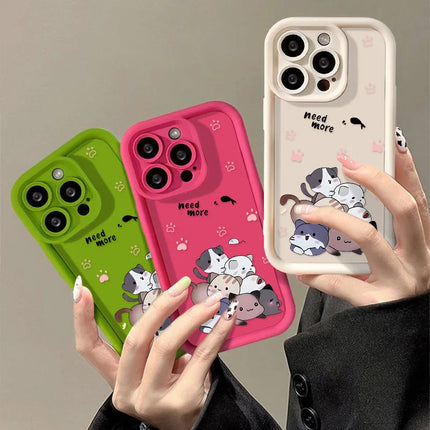 Okeywow iPhone cartoon cat silicone case for iPhone 15/14/13/12/11 Pro Max XR XS SE, shockproof soft cover with playful cat design