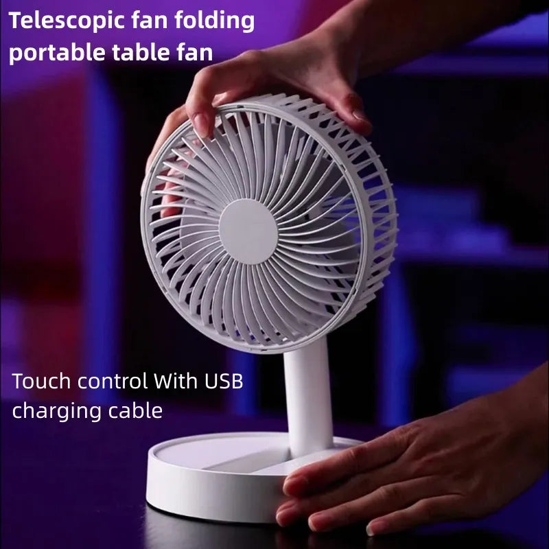 USB Foldable Fan with 4,5 Speeds & Timing: Battery Operated Mini Fan for Bedroom, Indoor or Outdoor. Perfect Table Fan for versatile cooling.