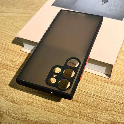 Samsung Galaxy matte transparent shockproof case by OKEYWOW, designed for S21, S20, Note20, A71, A53, and A52 models.