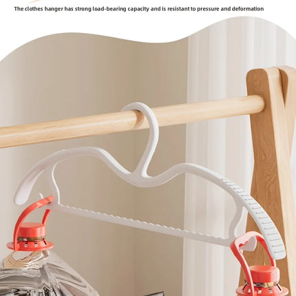 Set of non-slip wide shoulder clothes hangers by OKEYWOW, space-saving closet organizers in various pack sizes, shown hanging clothes.