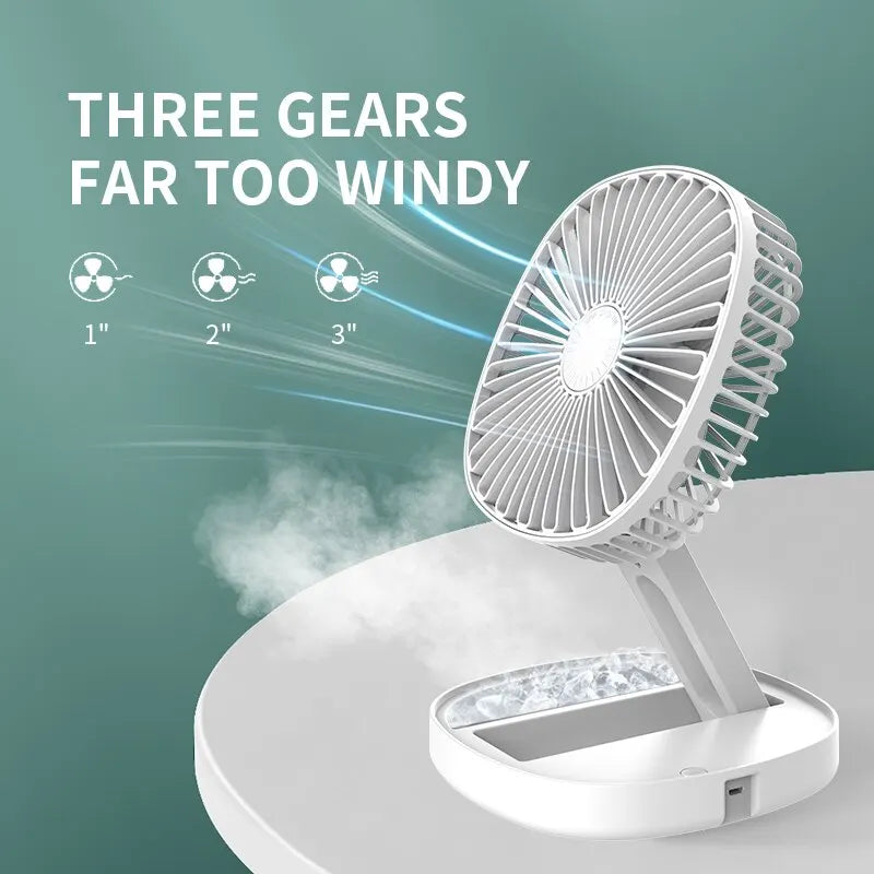 Introducing the New Summer Desktop Wall-Mounted Mini Foldable Fan: Rechargeable, Electric, and USB-powered. Perfect for small spaces, camping, and amping up your summer breeze.