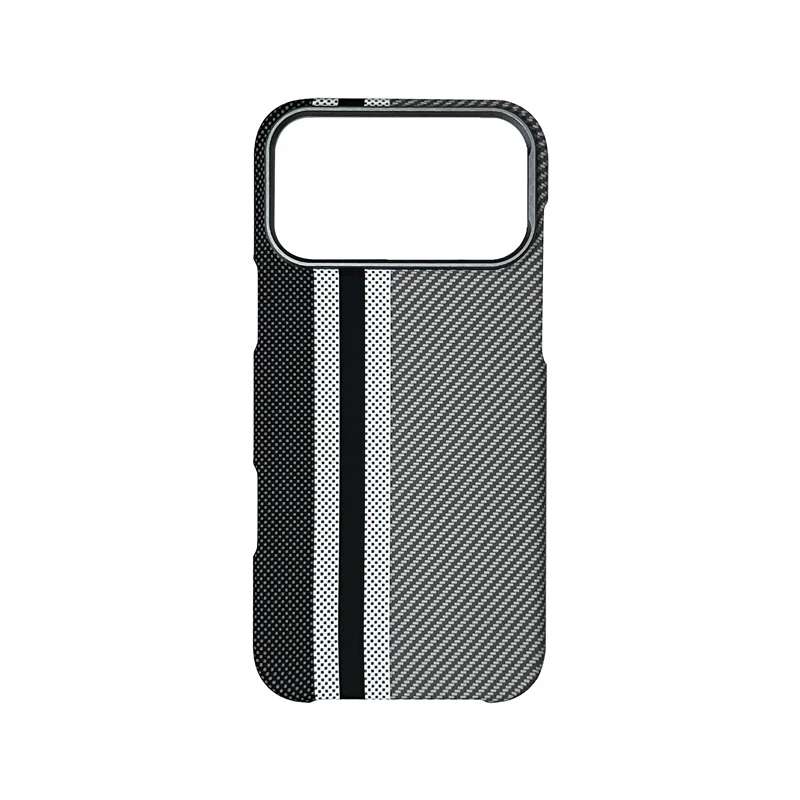 iPhone 14/15/16/17 Pro Max/Air Case Carbon Fiber Abstract Geometric for MagSafe Cover Camera Alloy Armor Military Shockproof
