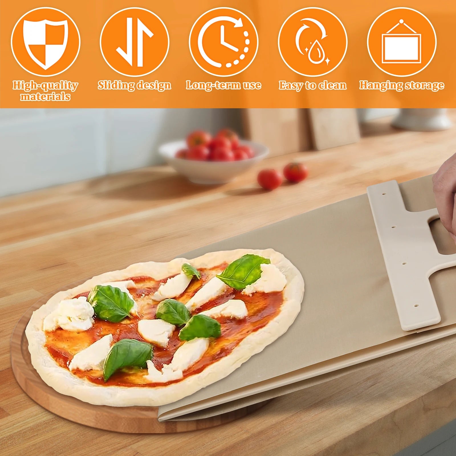 Sliding Pizza Peel Shovel Storage Board Non-Stick Pizza Spatula Food-Grade PP Pizza Baking Kitchen Tool Rectangular Pizza Shovel