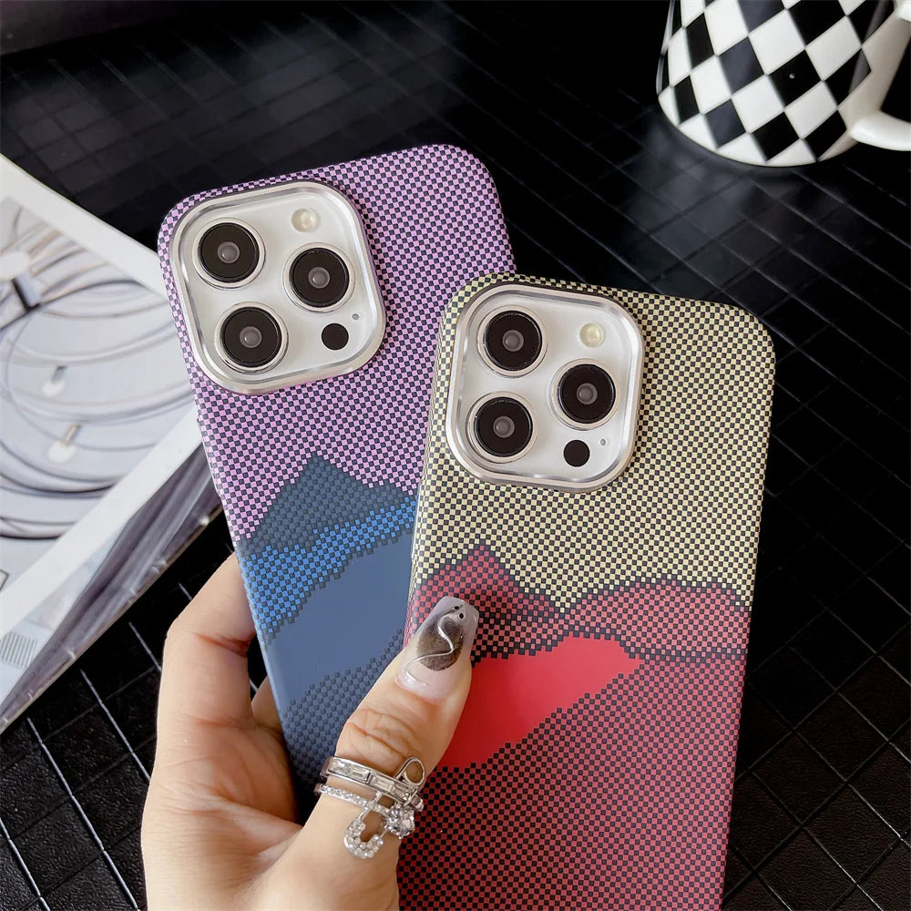Colourful Kevlar Pattern For Magsafe Magnetic Phone Case For iPhone 17 16 15 11 12 13 14 Pro Max Luxury Wireless Charging Cover