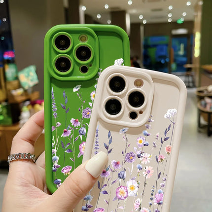 Purple flower silicone case for iPhone from OKEYWOW, matte shockproof cover for iPhone 11, 12, 13, 14, 15, 16 Pro Max, XR, XS, SE