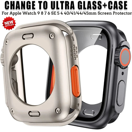 Apple Watch Series 9-4 PC bumper case with screen protector, ultra-look design for 44mm and 40mm models by OKEYWOW