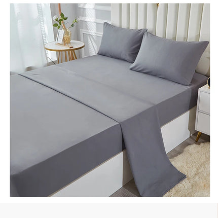 Waterproof Bed Sheet Set 3/4pcs Fitted Sheet Pillowcases Soft Queen King Twin White Gray