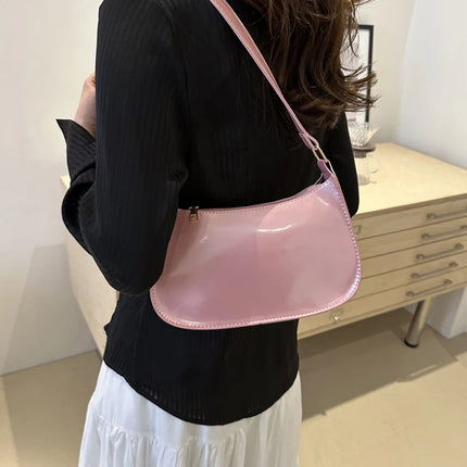 Women PU Leather Shoulder Bag Retro Solid Color Hobo Underarm Handbag Casual Designer