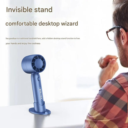 Turbo Handheld USB Mini Fan with Desktop Stand & Long Battery