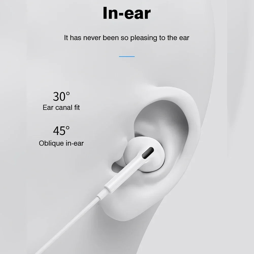 Original Earphones for Apple iPhone 14 Pro Max, 13, 12, 11, X, XS, XR, 8, 7, 6 Plus: Enjoy high-quality sound with these Bluetooth Wired Earbuds. Perfect phone accessories compatible with various iPhone models.