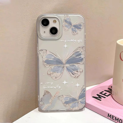 Clear TPU iPhone butterfly case by OKEYWOW, shockproof, gold butterfly design for iPhone 17/16/15/14/13/12/11 Pro Max Mini Plus