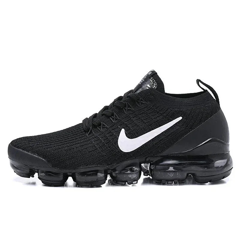 Original Nike Air VaporMax 3.0 2019: Featuring atmospheric cushioning, these wild jogging shoes are available in Women's sizes 36-39. Black and white colorway with hook design (AJ6900-001).