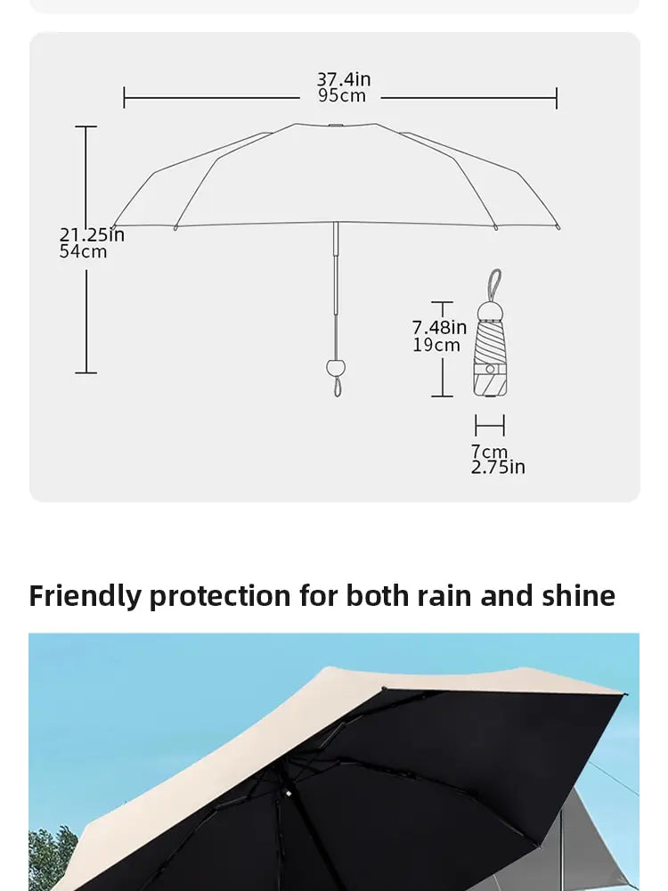 Travel UmbrellaCompact Lightweight Portable Automatic Strong Waterproof Folding Umbrellas With 6 Rib Reinforced Auto Open Close