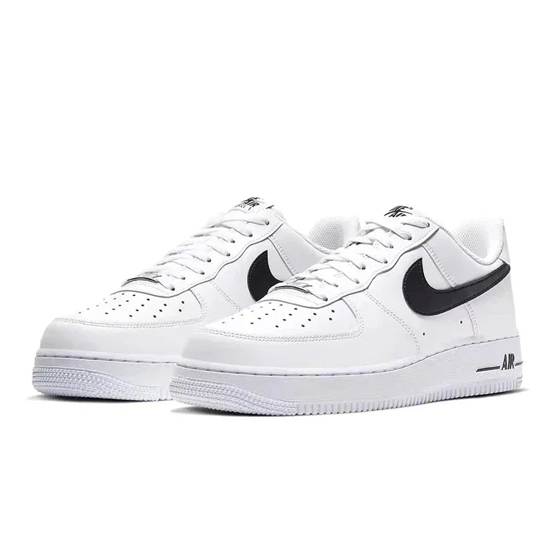 Nike Air Force 1 Low Skateboarding Shoes: Comfortable unisex sneakers available for both men and women. Classic white and black design for versatile style.