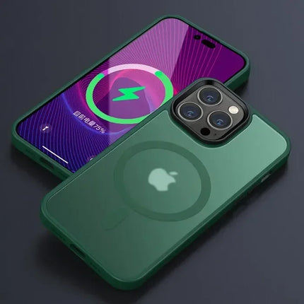 OKEYWOW iPhone MagSafe magnetic matte case with shockproof design for wireless charging on iPhone 15, 14, 13, 12, 11 Pro Max Plus models