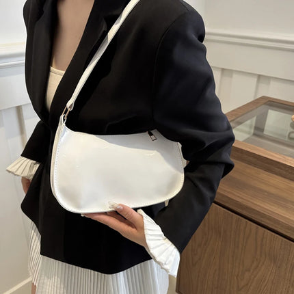 Women PU Leather Shoulder Bag Retro Solid Color Hobo Underarm Handbag Casual Designer