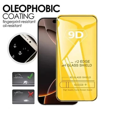 CrystalShield 9D Full Cover Tempered Glass for iPhone 17/16/15/14/13/12/11 Pro Max Screen Protector