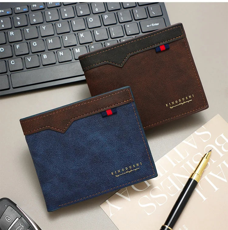 2025 New Men's Bifold Short Wallet Fashionable Minimalist Casual Multi Slot Purse Large Capacity Zipper Man Wallet with Coin Bag