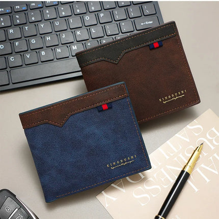 Men’s OKEYWOW bifold wallet with zipper coin pocket, multiple card slots, minimalist design and large capacity for everyday use.