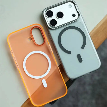 FrostLine Magnetic Armor Case for iPhone 17/16/15 Pro Max Metal Lens Slim PC Cover