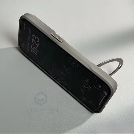 Soft Rubber MagSafe Case for iPhone 16/15/14/13/12 Pro Max Carbon Fiber Metal Bracket Cover