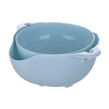 Double Layer Vegetable Washing & Drain Basket with Rotating Strainer
