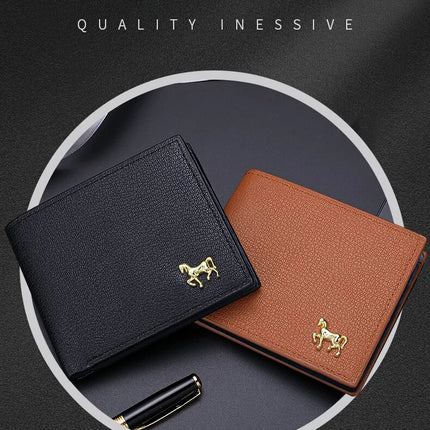 Men's horizontal zipper wallet by OKEYWOW with multiple compartments, credit card slots, and coin pocket for secure organization.