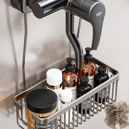 No Drill Shower Rack Bathroom Storage Basket Wall Mount Organizer for Bath Products