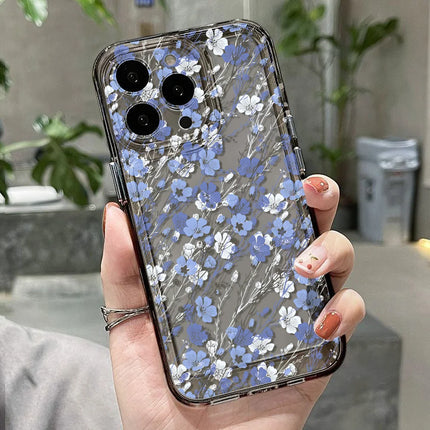 OKEYWOW flower design clear shockproof iPhone case for iPhone 11 to 17, featuring colorful floral pattern and durable protection