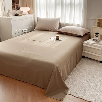 Okeywow solid color brushed fabric bedding set with duvet cover, pillowcases, bed sheet, in single, queen, or king size.