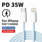 35W Fast Charging USB-C to Lightning Cable iPhone 14/13/12/11/X Quick Charge Braided 1m/2m - OKEYWOW