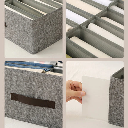 OKEYWOW clothes organizer storage box holding pants, sweaters, and T-shirts in a wardrobe drawer compartment.