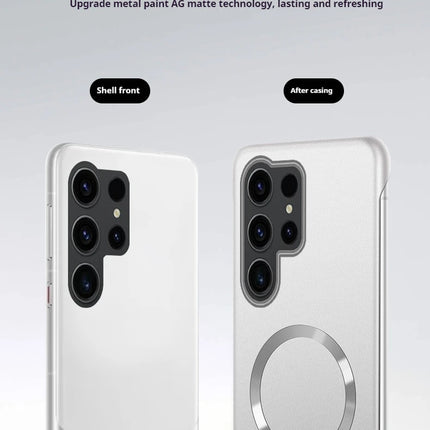 Samsung Ultra Thin Magnetic PC Shockproof Cooling Cover for S22/S23/S24/S25 Ultra Plus by OKEYWOW, showing sleek black design.