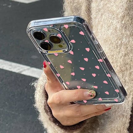 Pink heart-shaped TPU shockproof iPhone case by OKEYWOW, compatible with iPhone 11, 12, 13, 14, 15, 16, 17 Pro Max, XR, XS, SE.