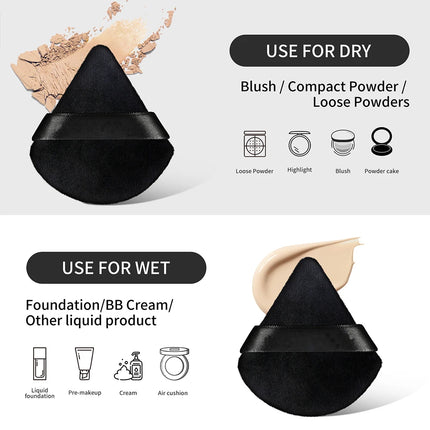 Velora Beauty Triangle Powder Puff Set 10/12pcs Wet Dry Makeup Foundation Soft Plush Puff