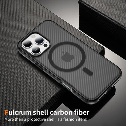 Carbon Fiber Frosted MagSafe Case for iPhone 17/16/15/14/13/12 Pro Max Clear Shockproof Cover