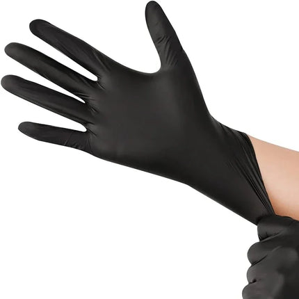 NitraGuard Black Nitrile Disposable Gloves Latex Free for Cleaning Mechanic & Beauty Use