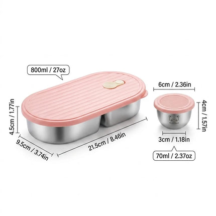 FreshSeal Stainless Steel Bento Lunch Box with Sauce Container
