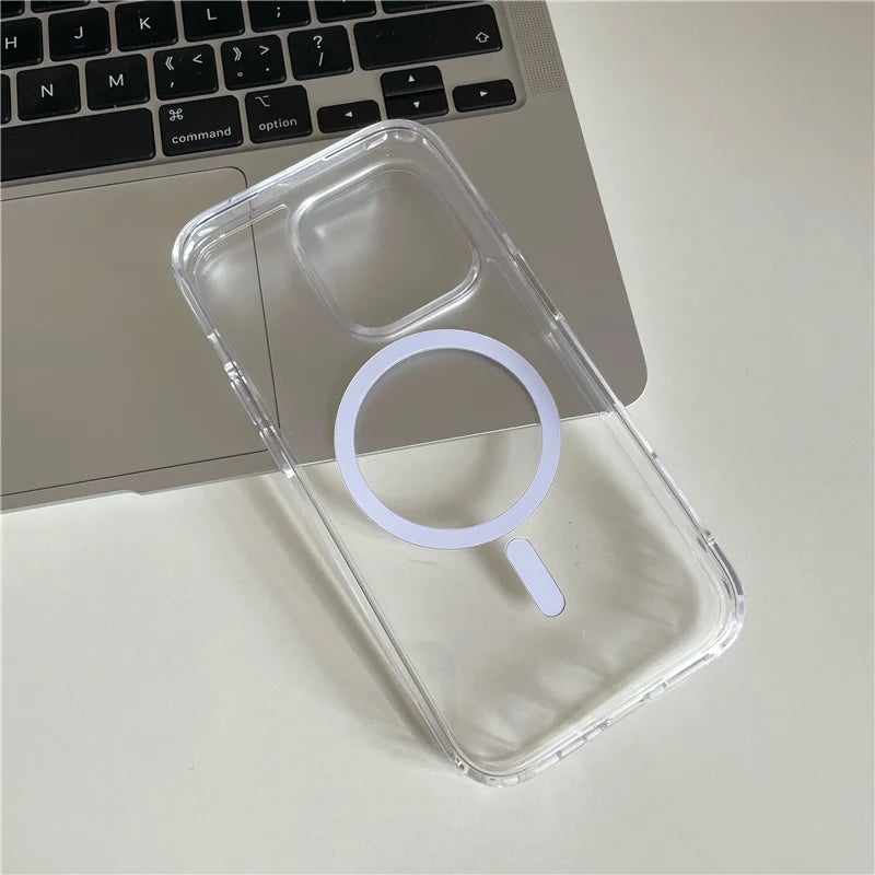 Original Touch Camera Button Clear MagSafe Case for iPhone 14/15/15 Pro Max/16 Pro/17/17 Air/17 Pro – Wireless Charging Shockproof Cover