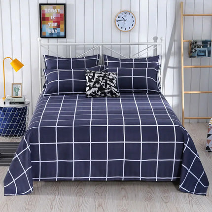 OKEYWOW polyester cotton flat bed sheet for queen or king beds, smooth linen with no pillow cover, in neutral color.