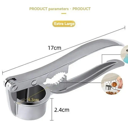 SteelGrip Garlic Press Zinc Alloy Stainless Steel Manual Anti Skid Multifunction Kitchen Crusher Tool