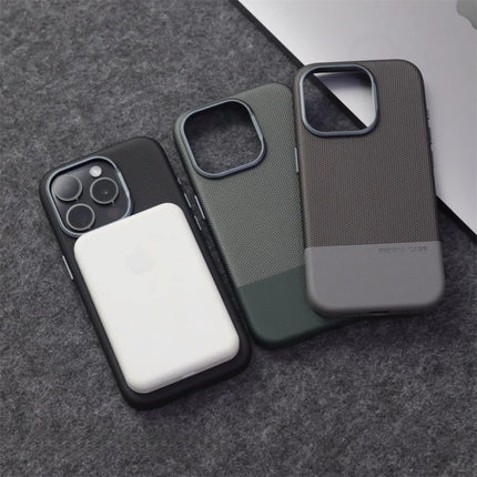 Color Block Leather MagSafe Case for iPhone 17/16/15/14/13 Pro Max Alloy Lens Shockproof Cover