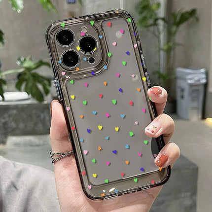 OKEYWOW clear heart iPhone case for 11 to 15 Pro Max, XS, XR, SE with shockproof soft cover and transparent design.