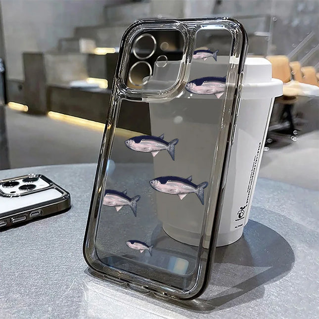 OKEYWOW iPhone shark, dolphin, and fish silicone shockproof case for various iPhone models, featuring clear ocean animal design.