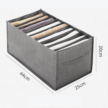 OKEYWOW clothes organizer storage box for jeans, underwear, bras, and socks, with wardrobe divider for neat clothing storage.