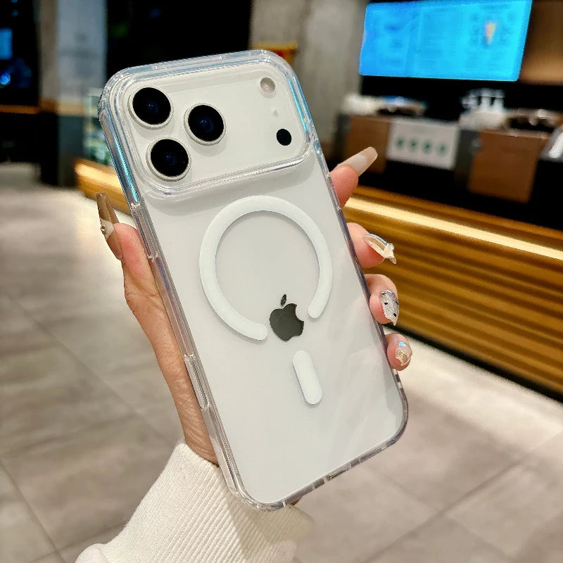 MagSafe Magnetic Transparent Wireless Charging Case for iPhone 16/17 Series (Pro/Pro Max/Mini) – Shockproof PC Cover