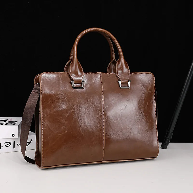 Men's Bag Luxury Business Office Laptop Bags PU Leather Men Briefcase Large Capacity Man Handbag Salesman WorkCrossbody Bag